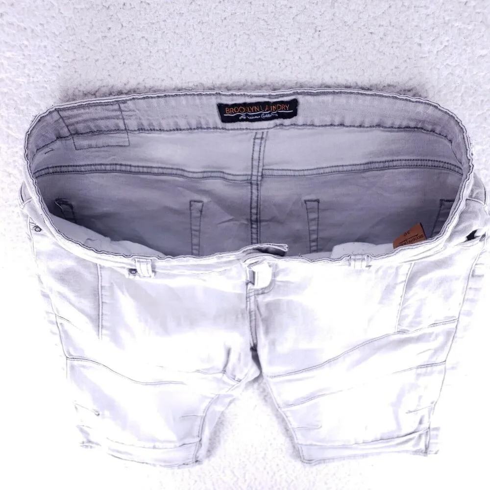 Brooklyn Laundry Jean Short Denim Cotton Men SZ 36 Gray Straight Stretch VTG 90s